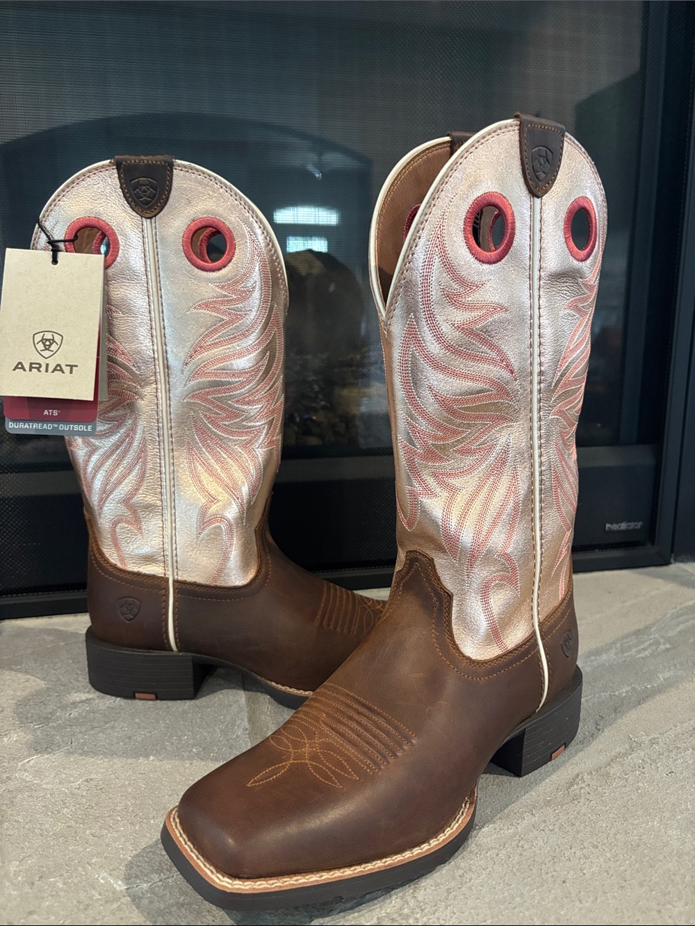 Ariat Round Up Ryder Distressed Brown/Golden Pink,leather,ATS,Duratread,cushion